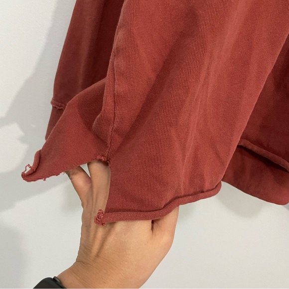 Aerie Rust Lace-Up Casual Hoodie Sweatshirt Size Large - Picture 6 of 14